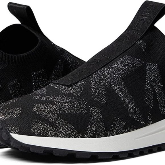 Michael Kors Bodie Metallic Logo Knit Slip-On Trainer Sneakers - Black Sz 10 NWT - Picture 6 of 12